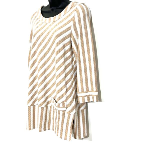 Soft Surroundings Glorietta Striped Top Cream Beige Size Xsmall - Picture 3 of 12